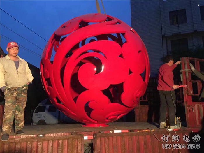 花紋球雕塑訂做，歐式風格，不銹鋼花紋球雕塑選定