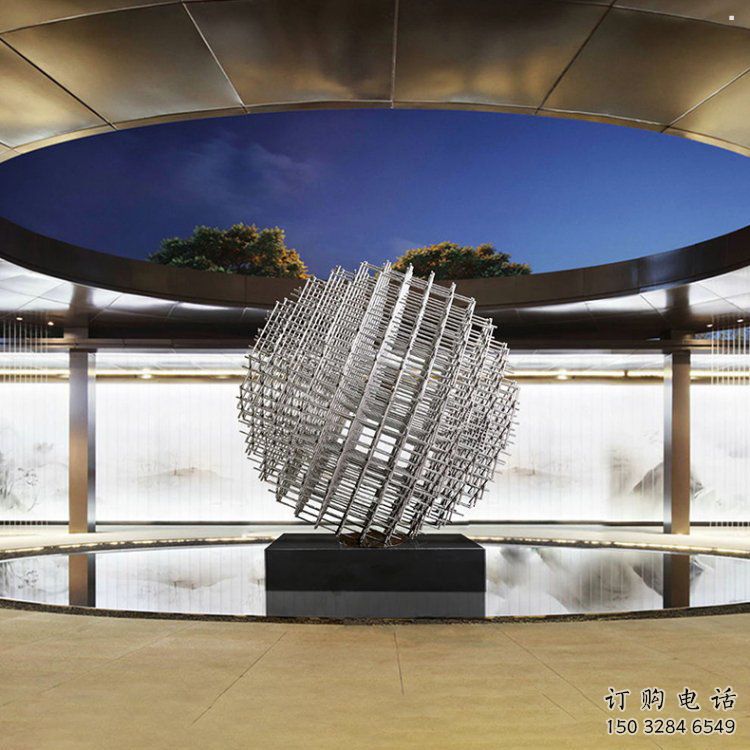 鏤空球雕塑擺件，室外軟裝，異形鏤空球雕塑定制