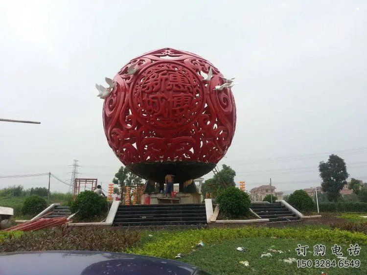 圓球雕塑服務商，街道標識，景觀烤漆圓球雕塑定制