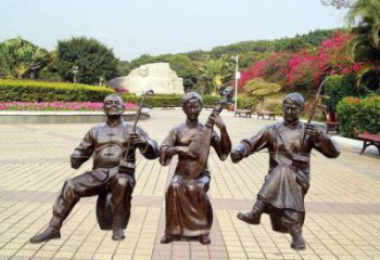 拉二胡雕塑承接，校園雕塑，民俗人物雕塑定制