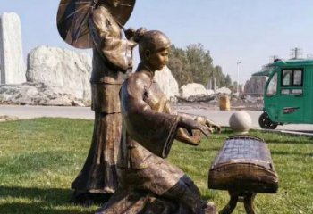 彈古箏雕塑供需，美陳雕塑，景觀民俗人物雕塑承接