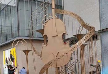 提琴雕塑優選，陸地擺件，不銹鋼提琴雕塑制作承接