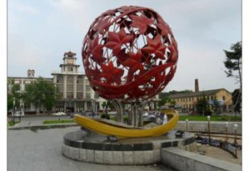 花紋球雕塑承接，街道標識，不銹鋼花紋球雕塑供應(yīng)