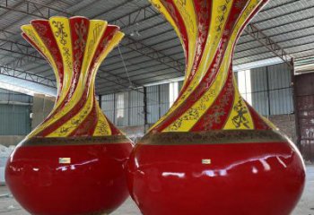 花瓶雕塑觀賞型，公園小品，景觀玻璃鋼花瓶雕塑常用