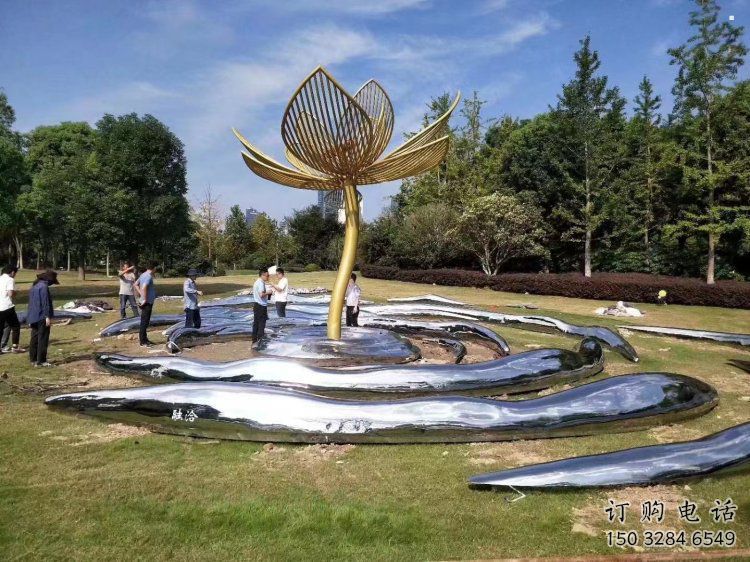 花樹(shù)雕塑制造商，街景小品，不銹鋼花樹(shù)雕塑定制