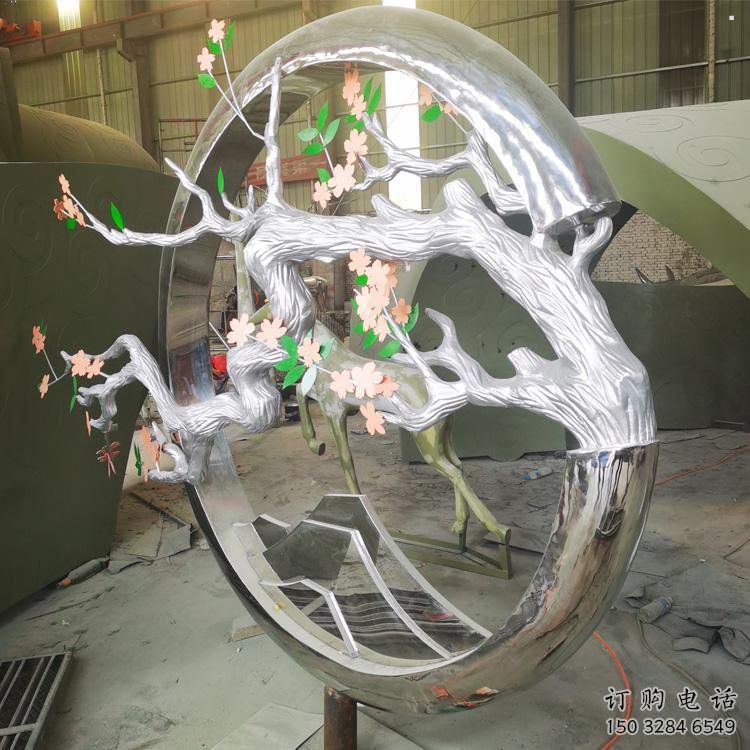 梅花樹雕塑選定，美陳雕塑，不銹鋼梅花樹雕塑工廠