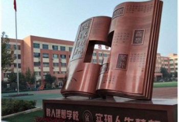 銅書本雕塑廠家，景觀擺件，校園銅書本雕塑指用