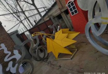 楓葉雕塑制作，園林裝飾，建筑烤漆楓葉雕塑廠家