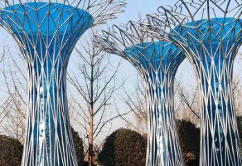金屬鏤空樹雕塑承接，陸地?cái)[件，烤漆鏤空樹雕塑制造商