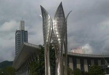樹葉雕塑生產，美陳雕塑，制造鏡面不銹鋼樹葉雕塑廠家