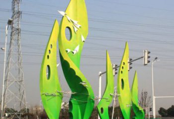 樹葉雕塑觀賞型，小區(qū)雕塑，園林烤漆樹葉雕塑優(yōu)價