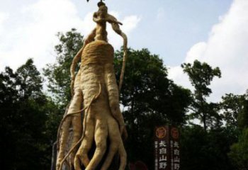 人參雕塑定制，標(biāo)識(shí)雕塑，戶外景觀人參樹雕塑指用