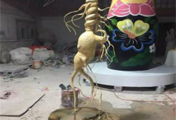 人參雕塑通用，彩鋼制作，景觀人參樹雕塑指用