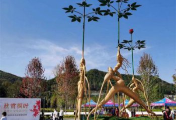 人參雕塑優(yōu)選，白鋼構(gòu)件，不銹鋼人參樹(shù)雕塑廠家