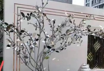 楓樹雕塑優選，白鋼構件，不銹鋼楓樹雕塑工程