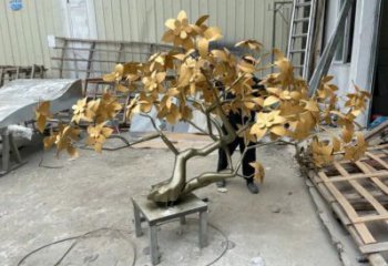 發財樹雕塑訂做，美陳雕塑，不銹鋼發財樹雕塑優選