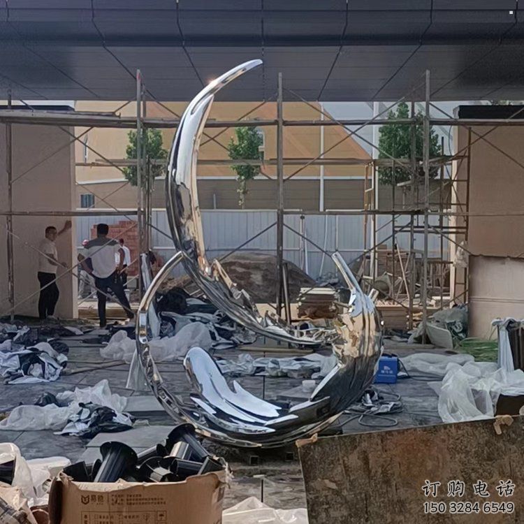 景觀羽毛雕塑精選，陸地?cái)[件，公園鏡面羽毛雕塑精品