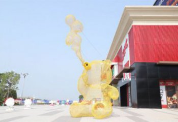 大型熊貓雕塑制作，花園小品，鏤空熊貓雕塑廠家