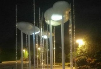 街道云朵雕塑，鍛造景觀雕塑，燈光效果