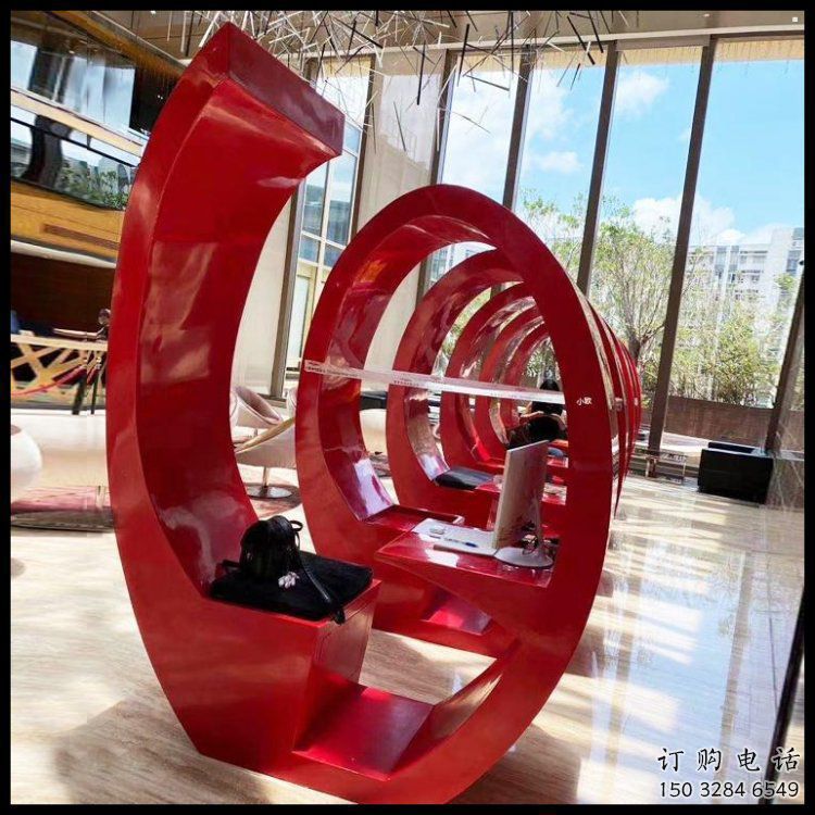 膠卷坐凳雕塑，螺旋藝術形態，螺旋坐凳雕塑制作