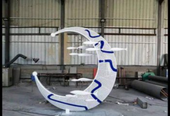 幼兒園月牙雕塑，鐵藝文化雕塑，鑄造制作