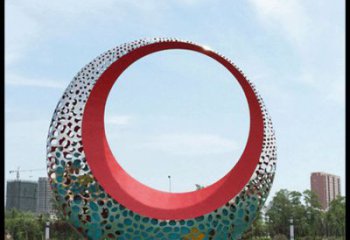 小區(qū)月牙雕塑，拉絲景觀(guān)雕塑，抽象效果