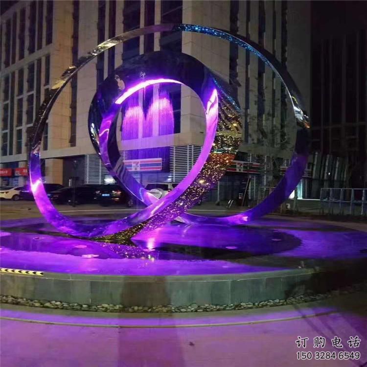 圓環雕塑標準，彩鋼制作，燈光圓環雕塑優價