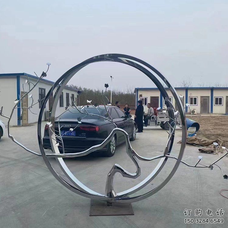 圓環(huán)雕塑，鏤空景觀雕塑，抽象效果