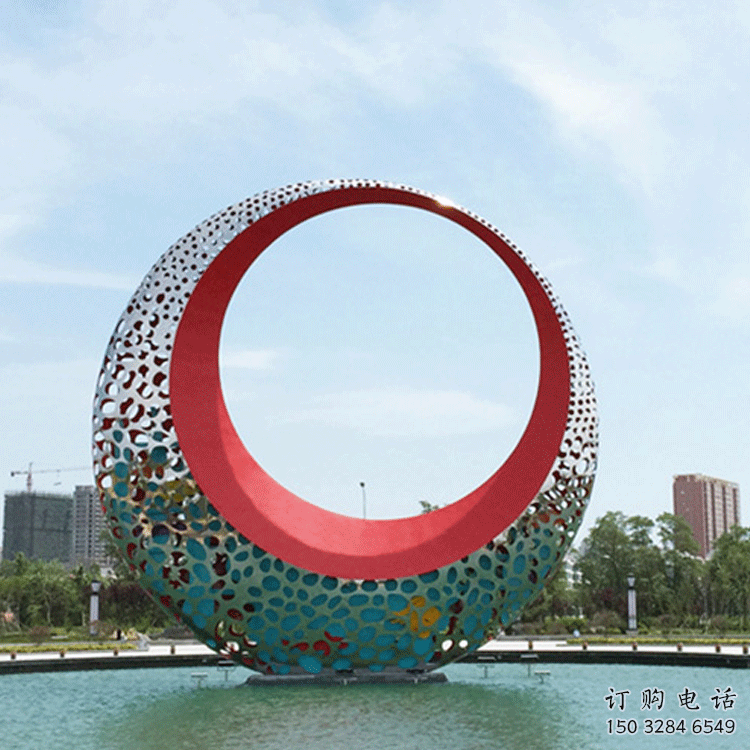 圓環(huán)雕塑訂做，街景小品，戶外烤漆圓環(huán)雕塑制作