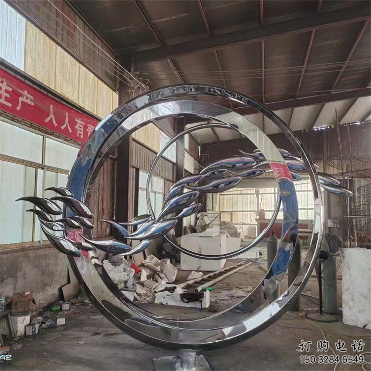圓環雕塑觀賞型，廣場系列，民俗烤漆圓環雕塑優選