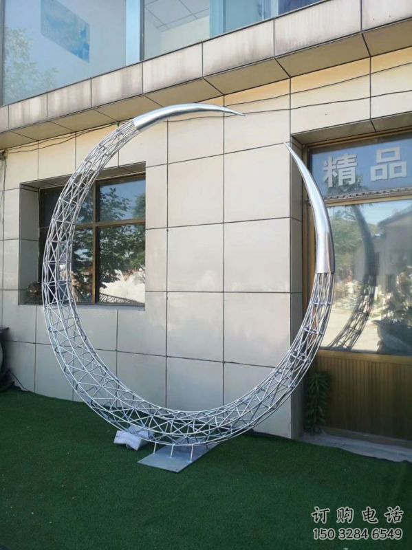 圓環雕塑制造商，小區擺件，白鋼鏤空圓環雕塑提供