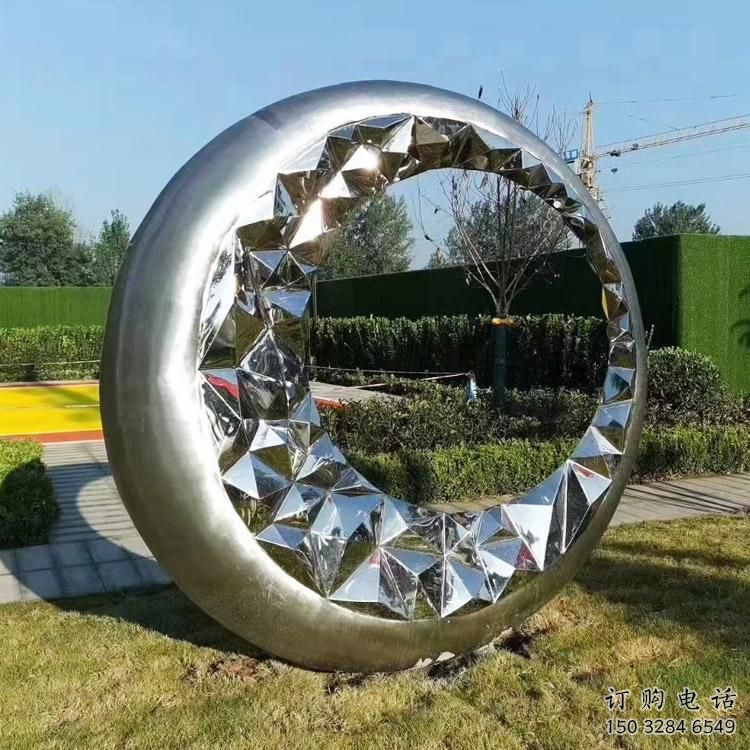 圓圈雕塑訂做，景區(qū)案例，不銹鋼圓圈雕塑定制