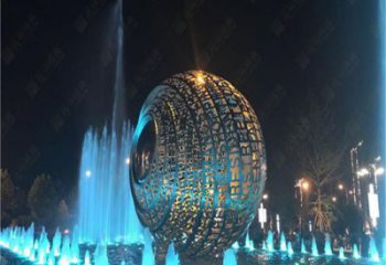 水景圓環(huán)雕塑，燈光配置，燈光圓環(huán)雕塑制作廠家