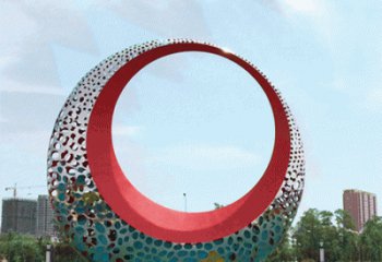 圓環(huán)雕塑訂做，街景小品，戶外烤漆圓環(huán)雕塑制作