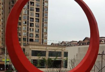 圓環雕塑觀賞型，標識雕塑，紀念烤漆圓環雕塑展品