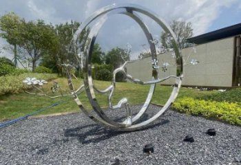 圓環(huán)樹雕塑廠家，標(biāo)識雕塑，不銹鋼圓環(huán)樹雕塑定制