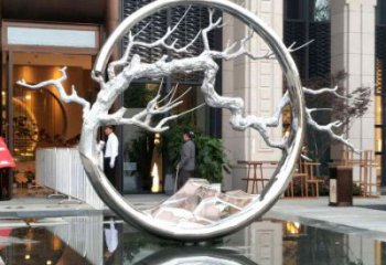 圓環(huán)樹雕塑訂做，戶外雕塑，不銹鋼圓環(huán)樹雕塑供給