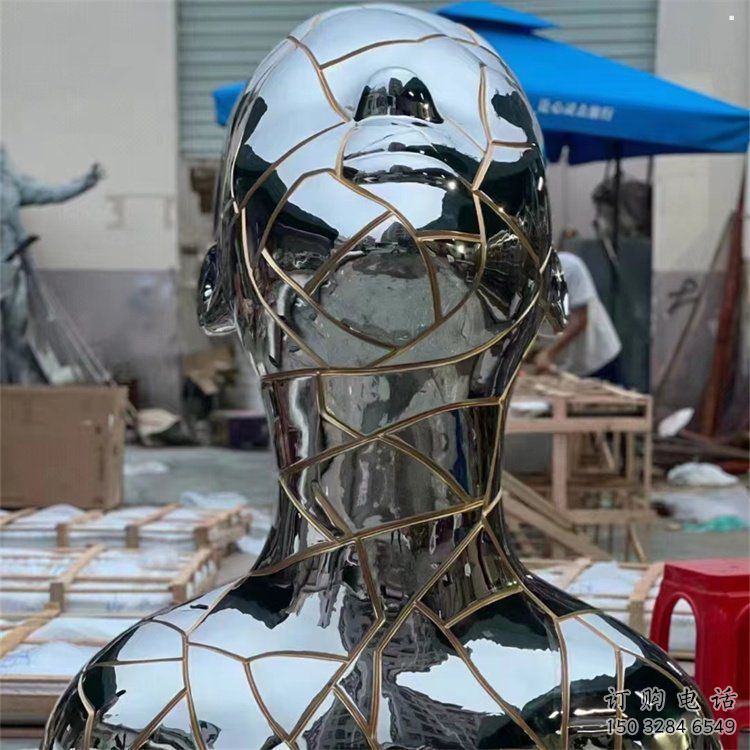 白鋼人頭像雕塑制造商，鋼管組合，鏡面人頭像雕塑優選