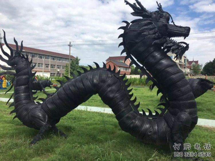 輪胎龍雕塑優選，陸地擺件，園林輪胎龍雕塑供應