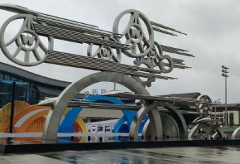 抽象車輪雕塑展品，小區(qū)雕塑，車輪雕塑制作精選