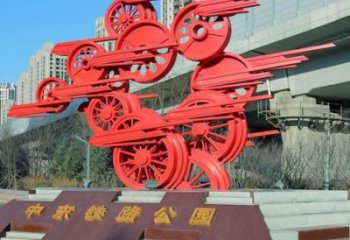 主題車輪雕塑供給，中式工藝，景觀車輪雕塑精品