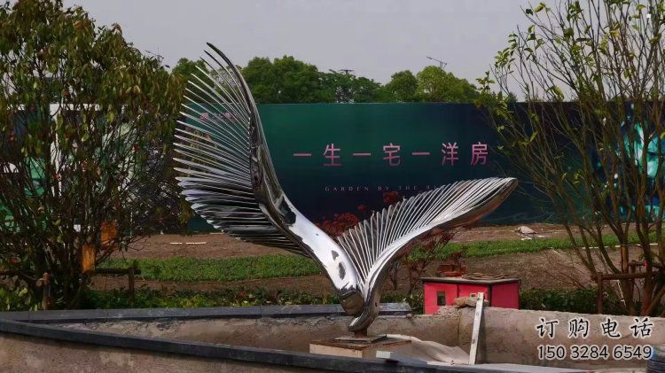 鳥翅雕塑通用，街景小品，不銹鋼鳥翅雕塑制造