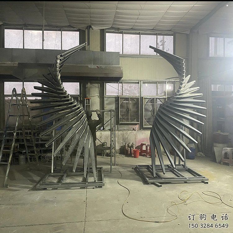 烤漆天使之翼雕塑制造商，室外軟裝，翅膀雕塑制作承接