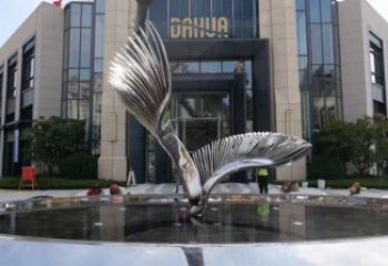 鳥翅雕塑制作，園林裝飾，建筑不銹鋼鳥翅雕塑批發