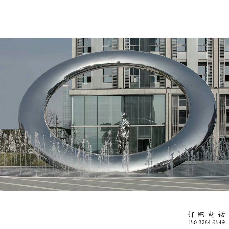 鼓樓小區圓環雕塑，水簾噴泉雕塑，水景藝術效果