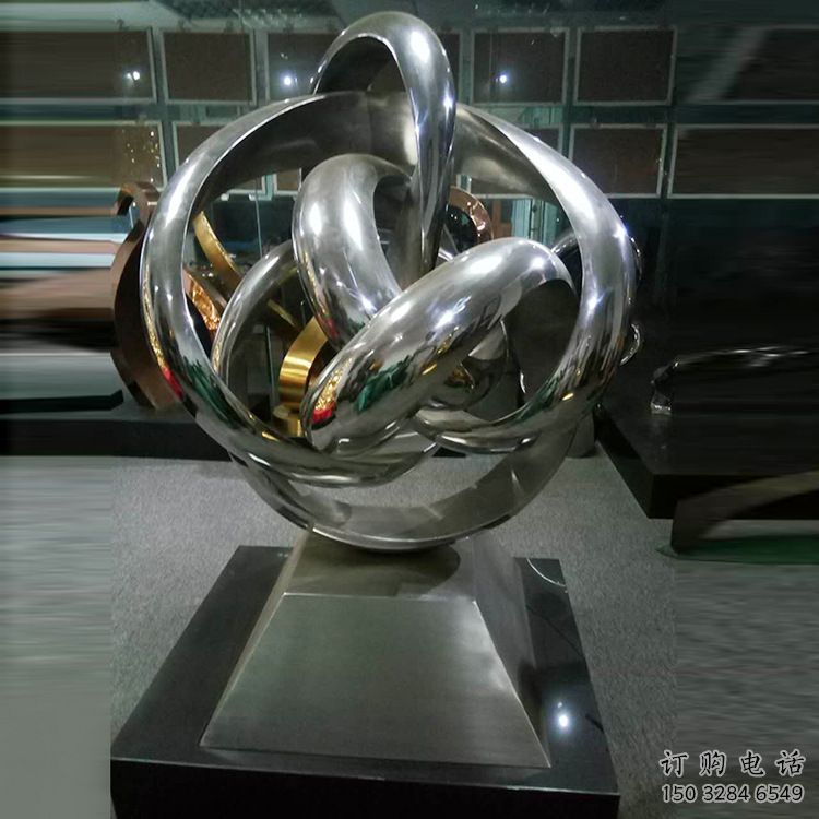 貴港地產雙環雕塑定做，城區小品，景觀不銹鋼雙環雕塑定價