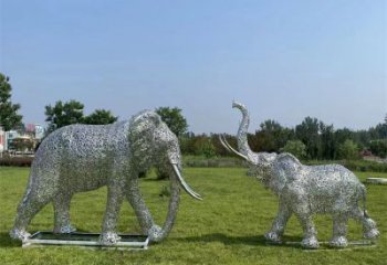酒泉鏤空大象雕塑制造商，動物擺件，透雕大象雕塑定制