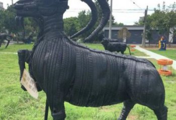 大慶輪胎山羊雕塑供應，公園雕塑，鑄銅輪胎羊雕塑供求