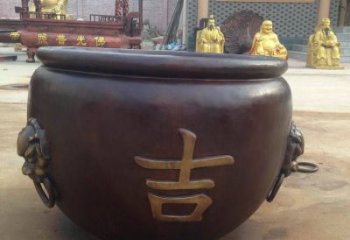 七臺河吉字銅缸雕塑-青銅鑄造