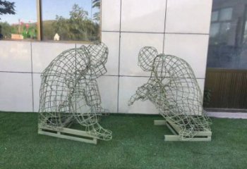 四平鏤空下棋雕塑供需，廣場(chǎng)雕塑，鐵藝民俗人物雕塑選用